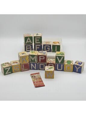 Vintage Halsam Embossed Wood Toys & Games Building Blocks